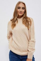 Sweter z geometrycznym naszyciem. Swetry MOODO, s, z aplikacjami, z elastanu, bez ramiączek. W wyprzedaży za 51.99 zł.