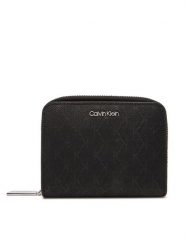 Calvin Klein Mały Portfel Damski Ck Must Aop Md Zip Around W Flap LV04F1037G Czarny. Czarne portfele Calvin Klein, bez wzorów, ze skóry. Za 259.99 zł.