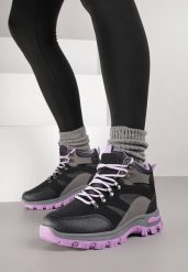 Czarno-Fioletowe Buty Trekkingowe Trapery Vices z Geometrycznym Wzorem Norrive. Czarne buty trekkingowe Renee, bez wzorów, bez obcasa, bez zapięcia. Za 89.99 zł.