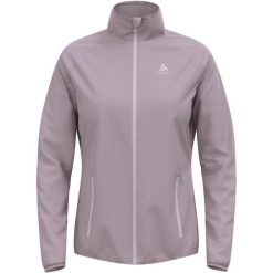 Kurtka techniczna damska ODLO Essential Light Jacket. Fioletowe kurtki przejściowe sportowe ODLO, bez wzorów, z materiału, bez kaptura, trekkingowe. W wyprzedaży za 280.50 zł.