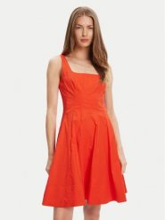 STAUD Sukienka codzienna Mini Wells R25S2249PO Pomarańczowy Slim Fit. Brązowe sukienki STAUD, na co dzień, s, bez wzorów, z bawełny, bez kołnierzyka, bez ramiączek, mini, proste. Za 769.99 zł.