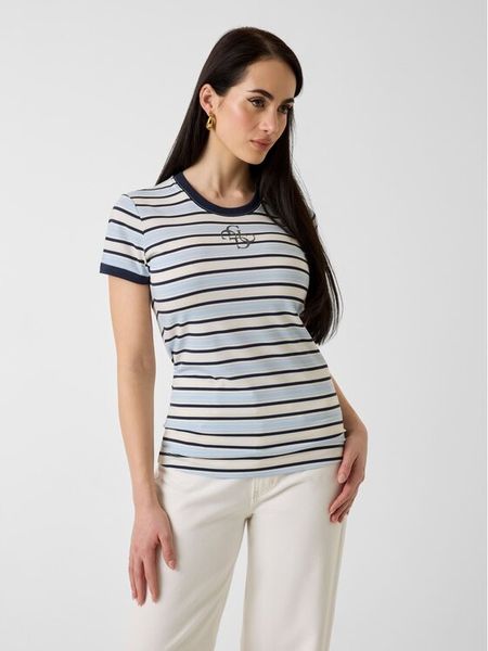 Guess T-Shirt W6GI18 K3040 Niebieski Classic Fit. Niebieskie t-shirty Guess, m, z aplikacjami, z syntetyku, bez kołnierzyka, bez ramiączek. Za 105.99 zł.
