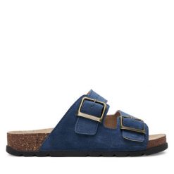 Klapki Panto Fino. Niebieskie klapki Panto Fino, bez wzorów, bez obcasa, bez zapięcia. Za 149.99 zł.