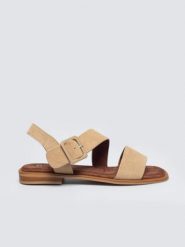 Sandały damskie ze skóry naturalnej zamszowej beżowe TT274491 801. Brązowe sandały BIG STAR, bez wzorów, z gumy, eleganckie, bez obcasa, bez zapięcia. Za 179.99 zł.