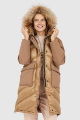 BLAUER Brązowa puchowa kurtka Gwendolyn z kapturem. Brązowe kurtki Blauer USA, m, bez wzorów, z puchu, z kapturem. W wyprzedaży za 1,799.99 zł.