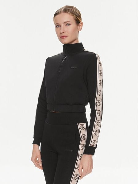 Guess Bluza V3RQ12 KB3P2 Czarny Regular Fit. Czarne bluzy Guess, m, z aplikacjami, z syntetyku, bez kaptura. Za 209.99 zł.