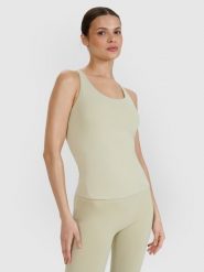 4F Top do jogi i pilatesu slim szybkoschnący damski - zielony XL. Zielone topy sportowe 4f, xl, bez wzorów, z dzianiny, na fitness i siłownię. W wyprzedaży za 119.99 zł.