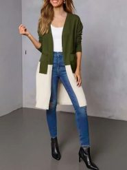 Milan Kiss Kardigan w kolorze oliwkowo-kremowym rozmiar: S. Brązowe swetry Milan Kiss, s, bez wzorów, bez ramiączek. Za 113.99 zł.