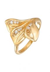 Elli Damski pierścionek z organicznym wzorem liści z cyrkoniami, wykonany z pozłacanego srebra próby 925 Sterling Silver Pierścionki 1 ct. Szare pierścionki Elli, z cyrkonią, pozłacane. Za 293.99 zł.