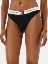 Tommy Hilfiger Stringi UW0UW06039 Czarny. Czarne stringi Tommy Hilfiger, bez wzorów, z bawełny. Za 69.99 zł.