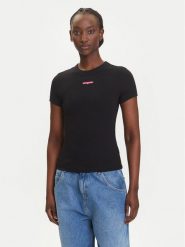 Tommy Jeans T-Shirt Script Label DW0DW21402 Czarny Slim Fit. Czarne t-shirty Tommy Jeans, s, bez wzorów, z bawełny, bez kołnierzyka, bez ramiączek. Za 149.99 zł.