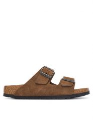 Birkenstock Klapki Arizona 1032717 Beżowy ciemny. Brązowe klapki Birkenstock, bez wzorów, ze skóry, bez obcasa, bez zapięcia. Za 549.99 zł.