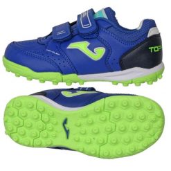Buty Joma Top Flex 2504 Tf TPJS2504TFV Niebieskie. Niebieskie buty treningowe bez wzorów, z syntetyku, bez zapięcia, do piłki nożnej. Za 259.34 zł.