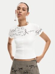 Desigual T-Shirt Helsinki 26SWTK10 Écru Slim Fit. T-shirty Desigual, m, bez wzorów, z bawełny, bez kołnierzyka, bez ramiączek. Za 209.99 zł.