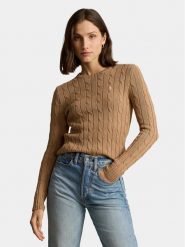 Polo Ralph Lauren Sweter Julianna 211943903002 Brązowy Regular Fit. Brązowe swetry Polo Ralph Lauren, xs, bez wzorów, z bawełny, bez ramiączek. Za 509.99 zł.
