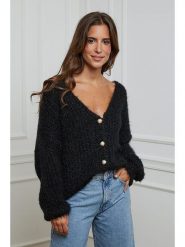 L'armoire de Suzette Kardigan w kolorze czarnym rozmiar: 34/36. Czarne swetry L'armoire de Suzette, l, bez wzorów, ze splotem, klasyczne, bez ramiączek. Za 100.28 zł.