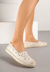 Beżowe Espadryle Vices z Ażurową Cholewką i Plecionym Sznurkiem Arivoni. Brązowe espadryle Renee, w ażurowe wzory, eleganckie, bez obcasa. W wyprzedaży za 35.99 zł.