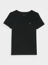 4F T-shirt slim gładki damski - czarny S. Czarne t-shirty 4f, s, bez wzorów, z bawełny, sportowe, bez kołnierzyka, bez ramiączek. Za 39.99 zł.