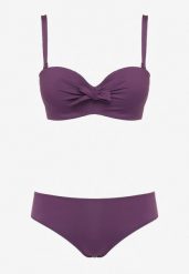 Ciemnofioletowe Bikini Strój Kąpielowy Dwuczęściowy Biustonosz z Supełkiem i Figi Carinela. Fioletowe bikini Born2be, z aplikacjami, klasyczne. Za 109.99 zł.