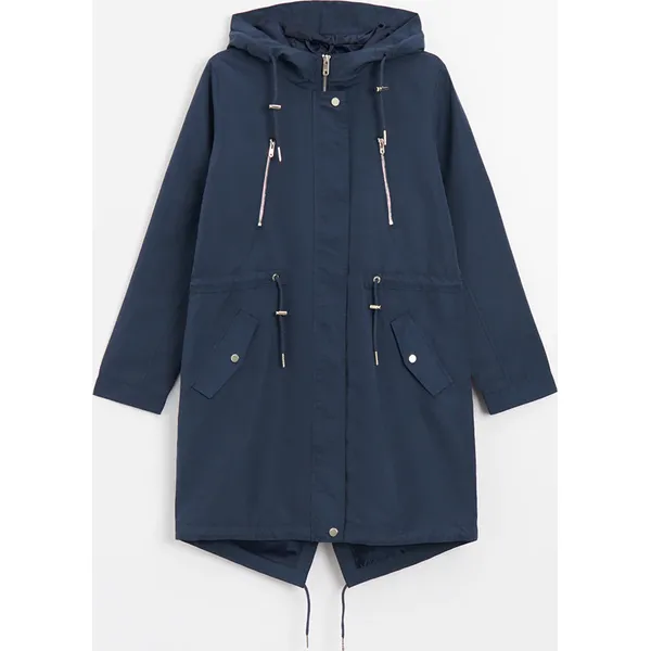 Parka z kapturem - Granatowy. Niebieskie płaszcze House, l, bez wzorów, z kapturem. W wyprzedaży za 79.99 zł.