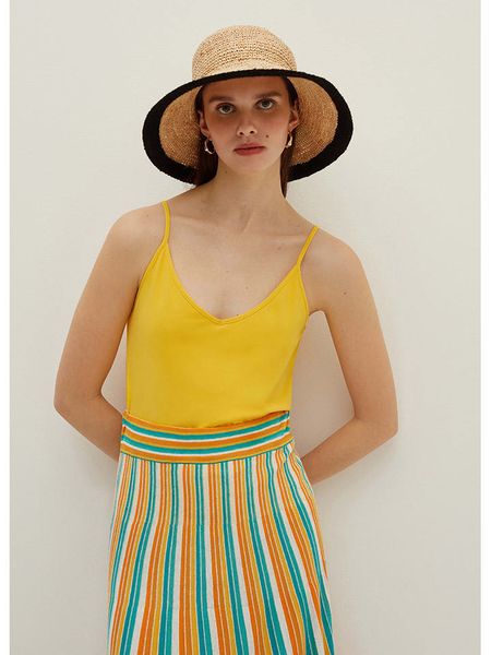 STEFANEL Top w kolorze żółtym rozmiar: L. Żółte topy Stefanel, l, bez wzorów, bez kołnierzyka, bez ramiączek. Za 48.05 zł.