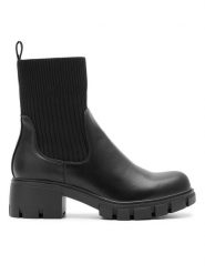 DeeZee Botki WS5575-05 Czarny. Czarne botki DeeZee, bez wzorów, bez obcasa, na słupku, bez zapięcia. Za 129.99 zł.