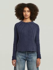 G-Star Sweter w kolorze granatowym rozmiar: M. Niebieskie swetry G-Star, m, bez wzorów, z bawełny, retro, bez ramiączek. Za 228.21 zł.