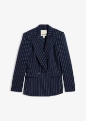 Żakiet w tenisowy prążek. Brązowe marynarki i żakiety bonprix, bez wzorów, eleganckie, bez ramiączek. Za 219.99 zł.