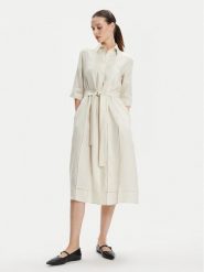 Max Mara Leisure Sukienka koszulowa Nocino 2416221028 Écru Regular Fit. Sukienki Max Mara Leisure, bez wzorów, ze lnu, bez kołnierzyka, bez ramiączek, koszulowe. Za 2,109.00 zł.