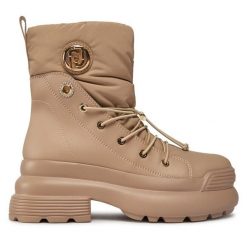 Trzewiki Liu Jo. Brązowe botki Liu Jo, bez wzorów, bez obcasa, na płaskiej podeszwie, bez zapięcia. Za 909.99 zł.