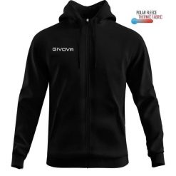 Bluza z polaru z kapturem z zamkiem błyskawicznym Givova 500. Czarne bluzy z kapturem Givova, xl, bez wzorów, z materiału, z kapturem, na fitness i siłownię. Za 103.49 zł.
