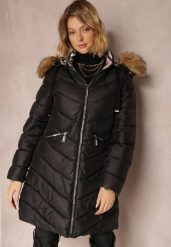 Czarna Kurtka Dwustronna z Kapturem Mici. Czarne kurtki Renee, l, bez wzorów, z futra, eleganckie, z kapturem. W wyprzedaży za 167.99 zł.