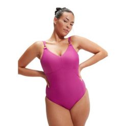 SPEEDO Damski modelujący kostium kąpielowy na ramiączkach Wineberry UK 44. Czerwone stroje jednoczęściowe Speedo, bez wzorów, sportowe. Za 290.85 zł.