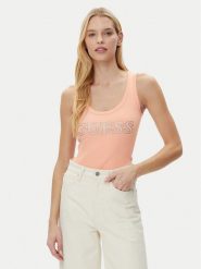 Guess Top W5GP29 KA0H1 Beżowy Regular Fit. Brązowe topy Guess, s, z aplikacjami, z bawełny, bez kołnierzyka, bez ramiączek. Za 159.99 zł.