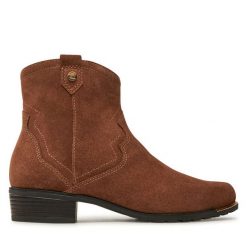 Botki Caprice. Brązowe botki Caprice, bez wzorów, bez obcasa, na płaskiej podeszwie, bez zapięcia. Za 249.99 zł.
