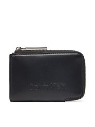 Calvin Klein Portfel Embossed Logo Zip Cardholder K60K613157 Czarny. Czarne portfele Calvin Klein, bez wzorów, ze skóry. Za 139.99 zł.