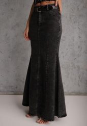 Czarna Spódnica Syrenka z Bawełny Jeansowa High Waist z Paskiem Appala. Czarne spódnice Renee, na co dzień, l, bez wzorów, z bawełny, maxi. Za 189.99 zł.