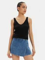 Vero Moda Top New Lex Sun 10281877 Czarny Regular Fit. Czarne topy Vero Moda, l, bez wzorów, z wiskozy, bez kołnierzyka, bez ramiączek. Za 69.99 zł.