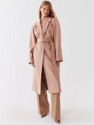 Calvin Klein Płaszcz wełniany K20K205496 Beżowy Regular Fit. Brązowe płaszcze Calvin Klein, na zimę, bez wzorów, z wełny, bez kaptura. Za 2,489.00 zł.