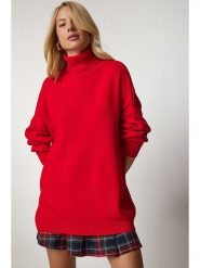 Happiness Istanbul Sweter w kolorze czerwonym rozmiar: onesize. Czerwone swetry Happiness Istanbul, bez wzorów, ze splotem, bez ramiączek. Za 86.37 zł.