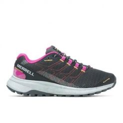 Buty do biegania damskie Merrell Fly Strike. Czarne buty do biegania Merrell, bez wzorów, z materiału, bez zapięcia, do biegania. Za 364.00 zł.