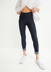Legginsy w optyce dżinsu z mieszanki bawełny. Niebieskie legginsy bonprix, bez wzorów, z bawełny. Za 124.99 zł.