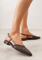 Brązowe Sandały z Plecioną Cholewką Triscan. Brązowe sandały Renee, bez wzorów, bez obcasa, na płaskiej podeszwie, bez zapięcia. Za 129.99 zł.