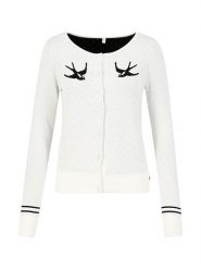 Blutsgeschwister Kardigan "Lucky swallow white swallow" w kolorze białym rozmiar: XS. Białe swetry Blutsgeschwister, xs, bez wzorów, bez ramiączek. Za 178.95 zł.