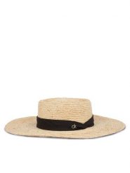 Calvin Klein Kapelusz Ck Metal Linen Band Straw Hat K60K612915 Beżowy. Brązowe kapelusze Calvin Klein, bez wzorów, z materiału. Za 229.99 zł.