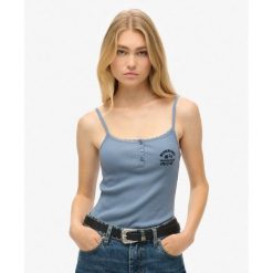 Istotny top cami z guzikami. Niebieskie bielizna termoaktywna damska Superdry, bez wzorów, z bawełny, bez ramiączek. W wyprzedaży za 117.70 zł.