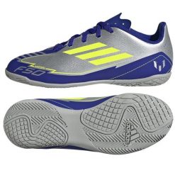 Buty adidas F50 Club Messi In IH0922 Srebrne srebrny. Szare buty treningowe bez wzorów, z syntetyku, bez zapięcia, do piłki nożnej. Za 320.97 zł.