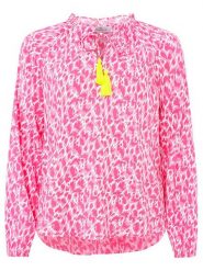 Zwillingsherz Bluzka "Colorful Leopard" w kolorze różowo-białym rozmiar: S/M. Białe bluzki Zwillingsherz, m, z aplikacjami, z wiskozy, bez kołnierzyka, bez ramiączek. Za 83.62 zł.