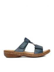 Rieker Klapki CEO-628P9-14 Granatowy. Niebieskie klapki Rieker, bez wzorów, ze skóry, bez obcasa, bez zapięcia. Za 289.99 zł.