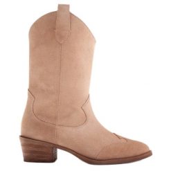 Marco Shoes Beżowe botki z naturalnego zamszu beżowy. Brązowe botki bez wzorów, bez obcasa, bez zapięcia. Za 539.00 zł.